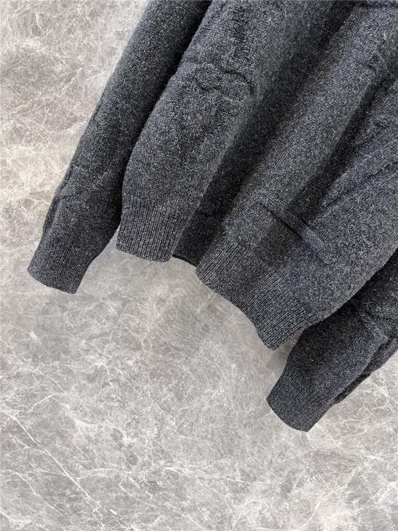 LV Monogram Wool Half Zip Pullover in Grey