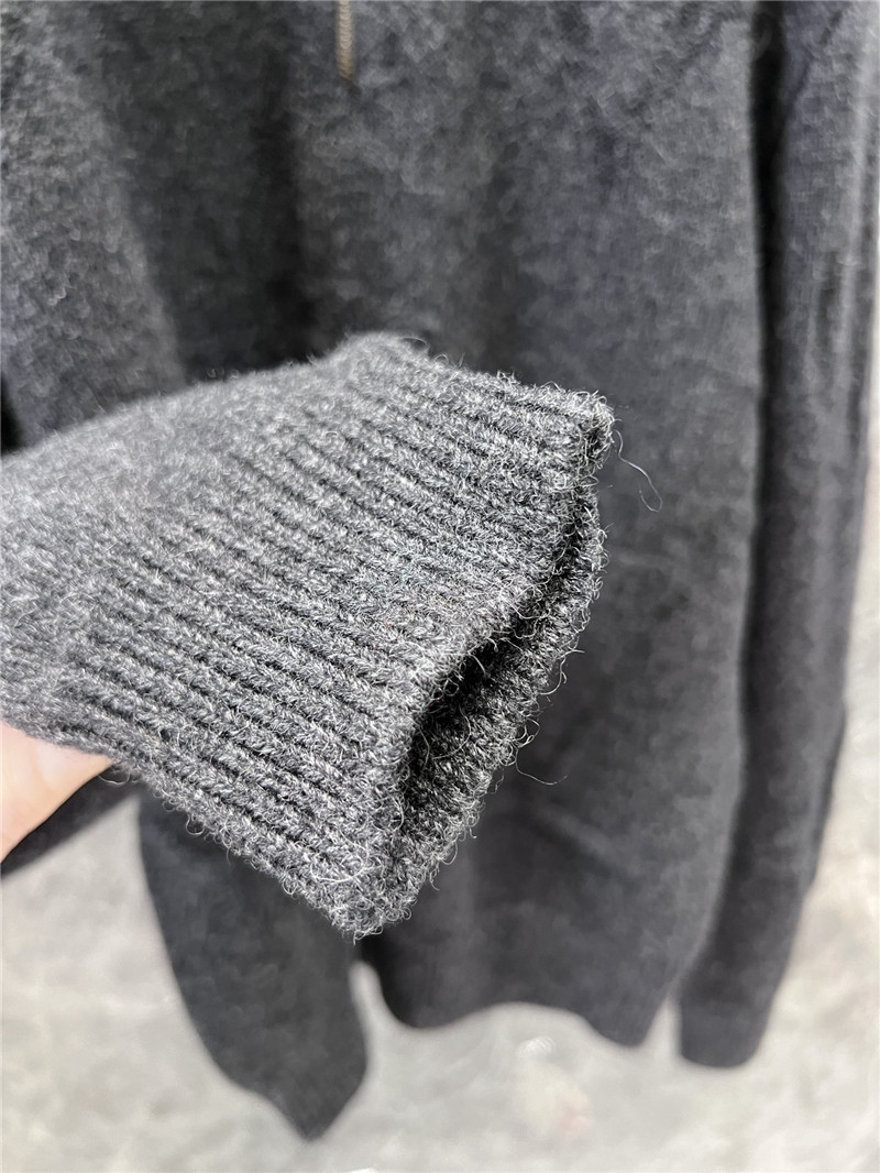 LV Monogram Wool Half Zip Pullover in Grey