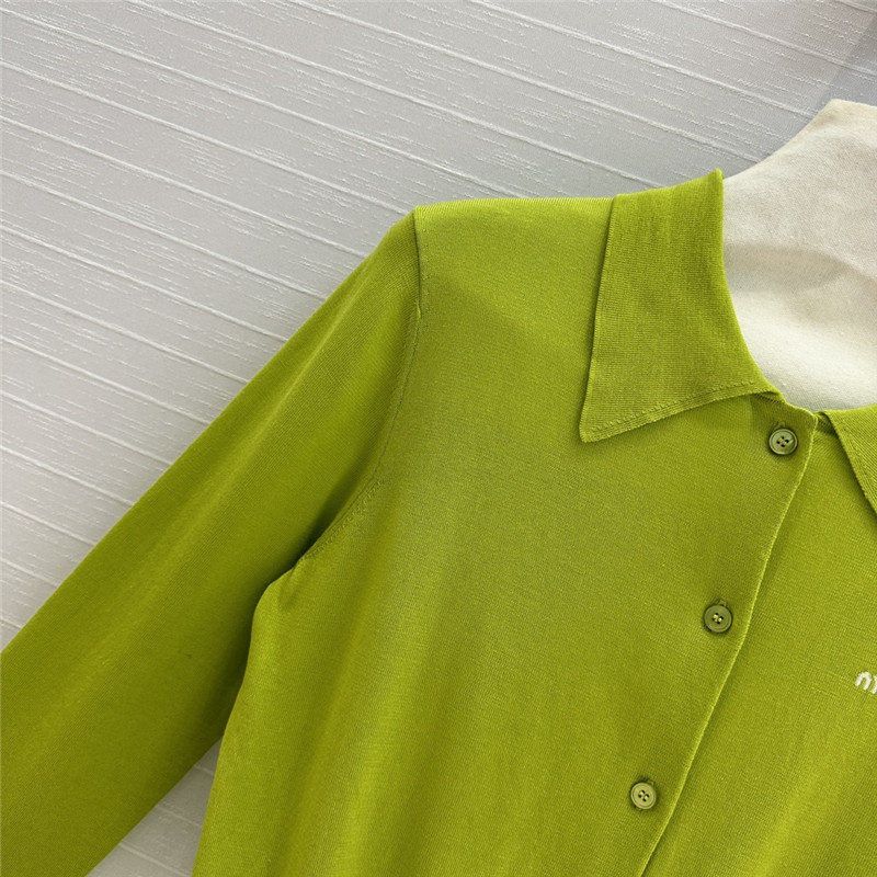 Miu Miu Green Cashmere/Silk Lapel Cardigan