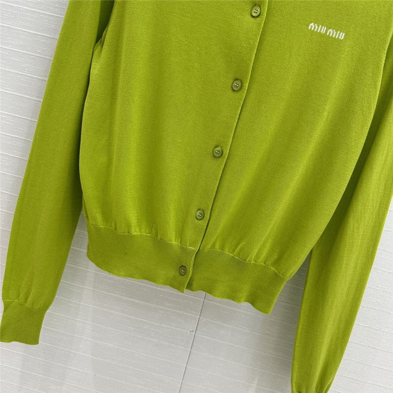 Miu Miu Green Cashmere/Silk Lapel Cardigan