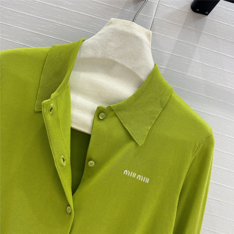 Miu Miu Green Cashmere/Silk Lapel Cardigan