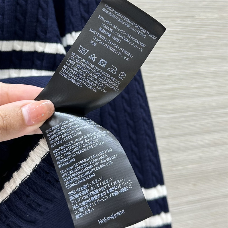 Y51 logo stripe cable knit sweater in navy