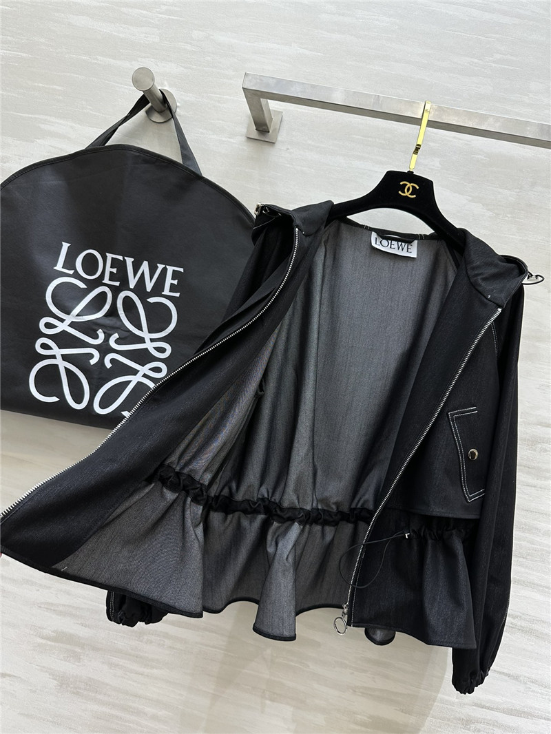 L0ew* hooded waist trench coat