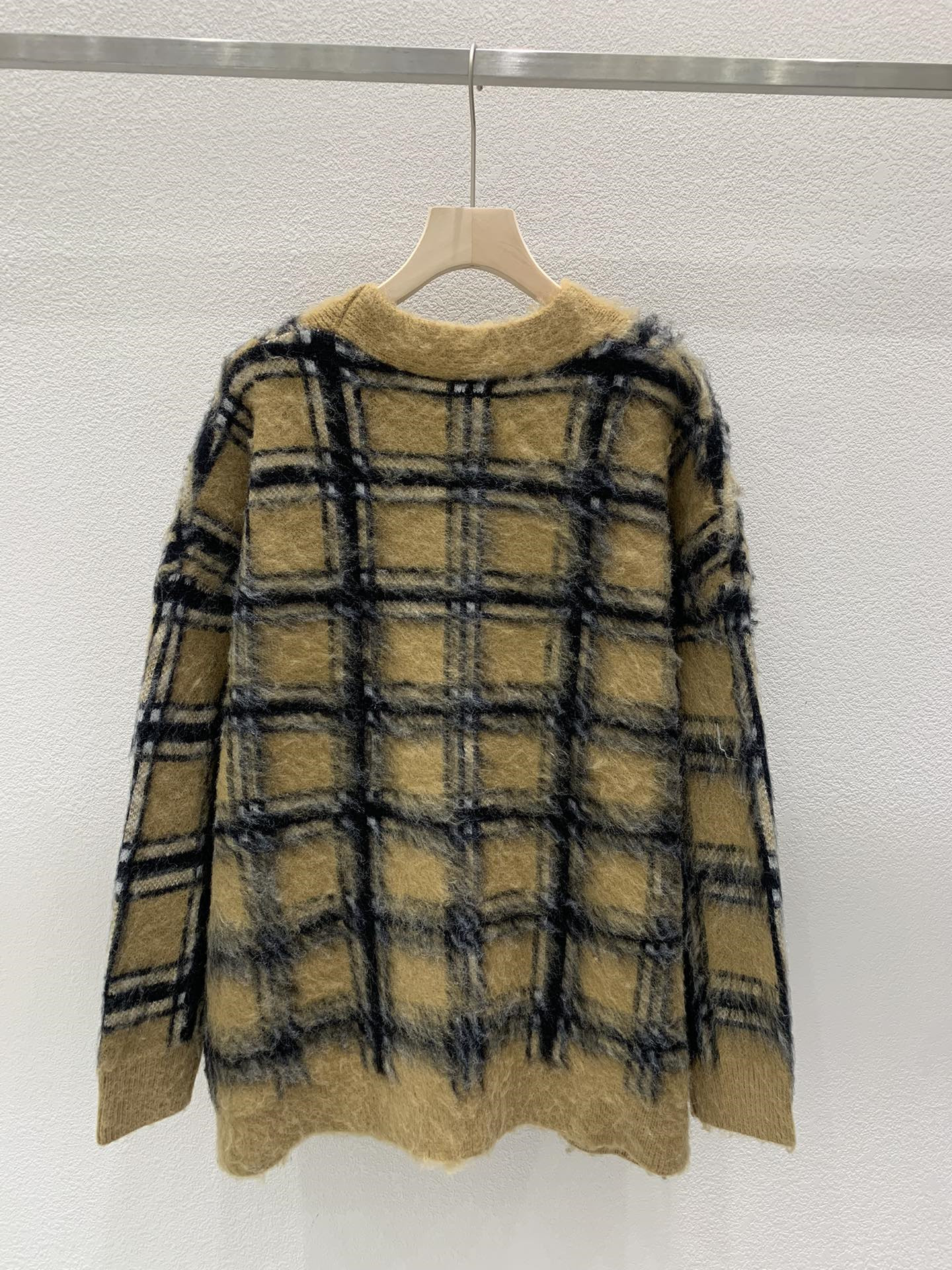 Bv*b*rry nadeen check mohair cardigan in brown