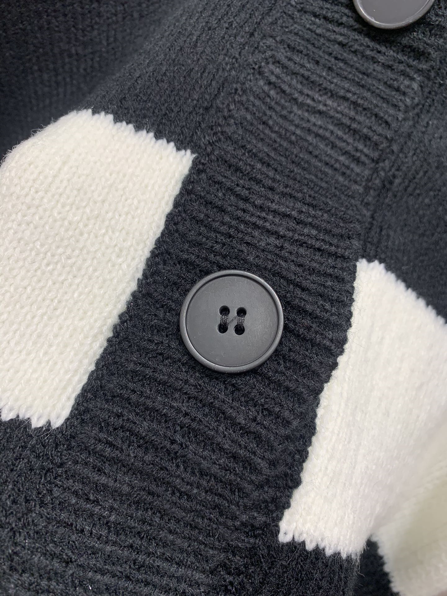 MIU MIU Striped Wool Cardigan Black/White