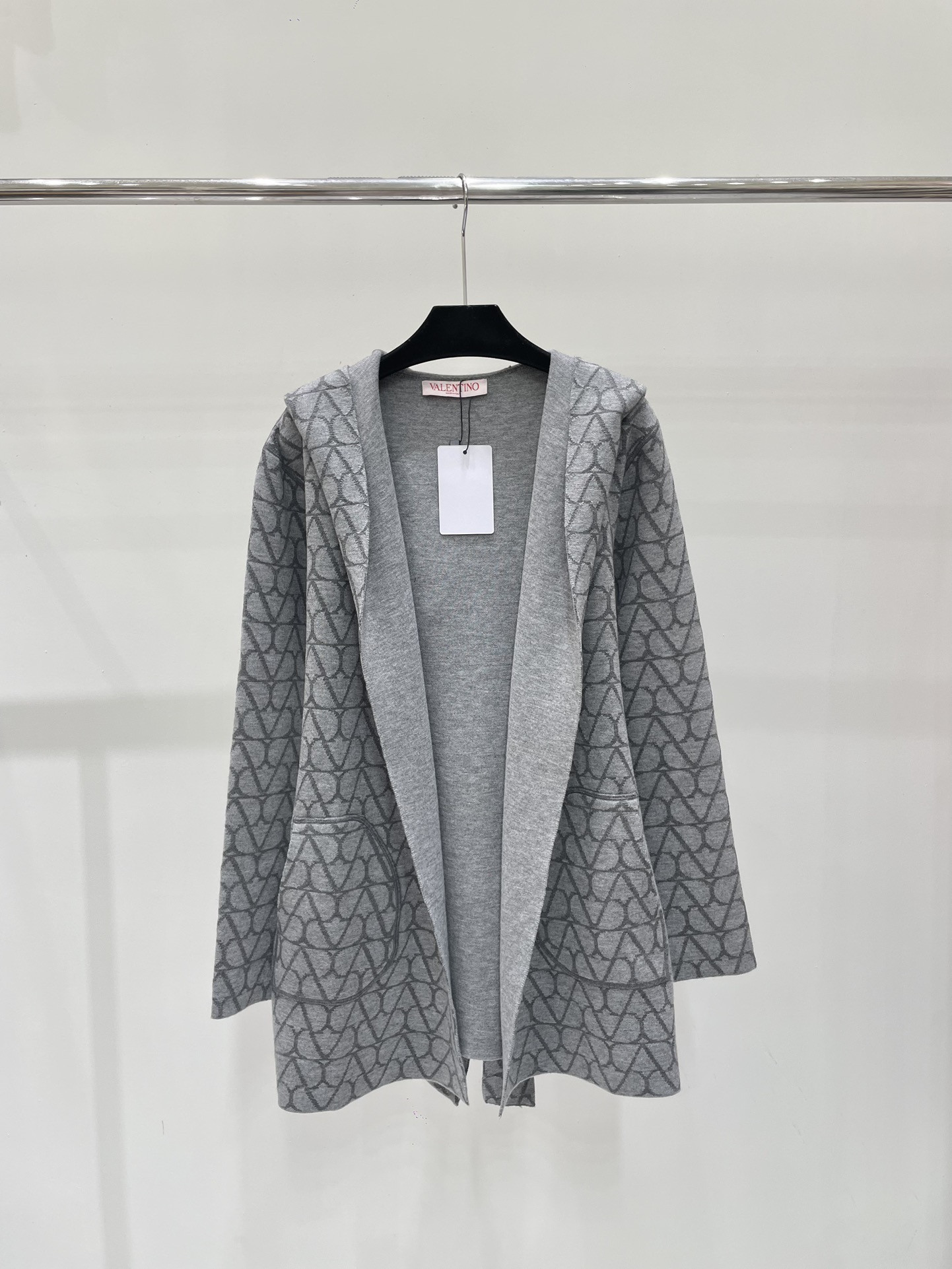 Va1e*ntin0 toile reversible grey wool hooded coat