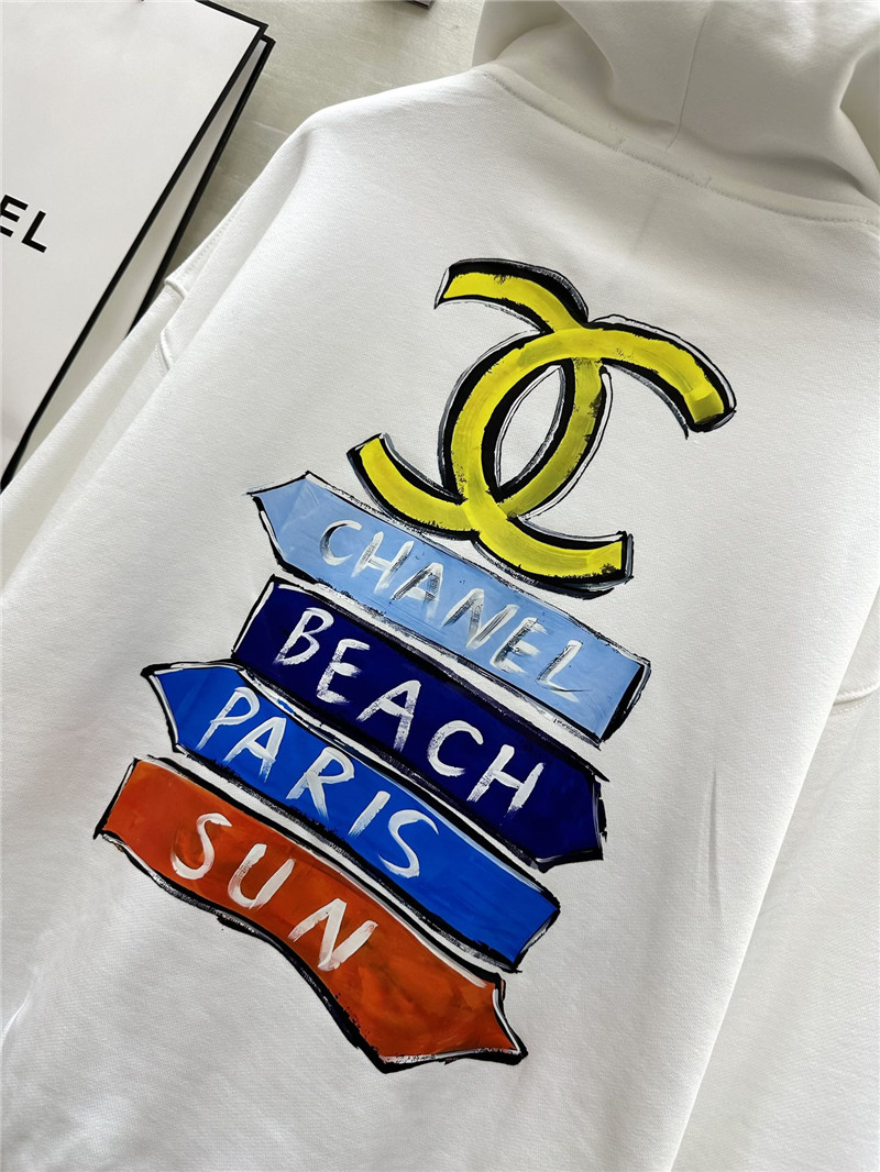 Ch**el letters cotton hoodie in white