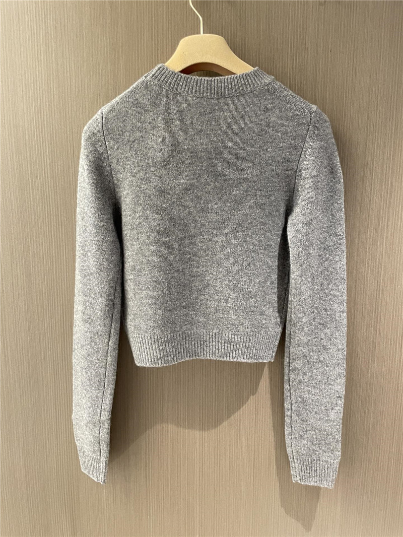 Miu Miu Cropped Sweater with Rhinestones Grey