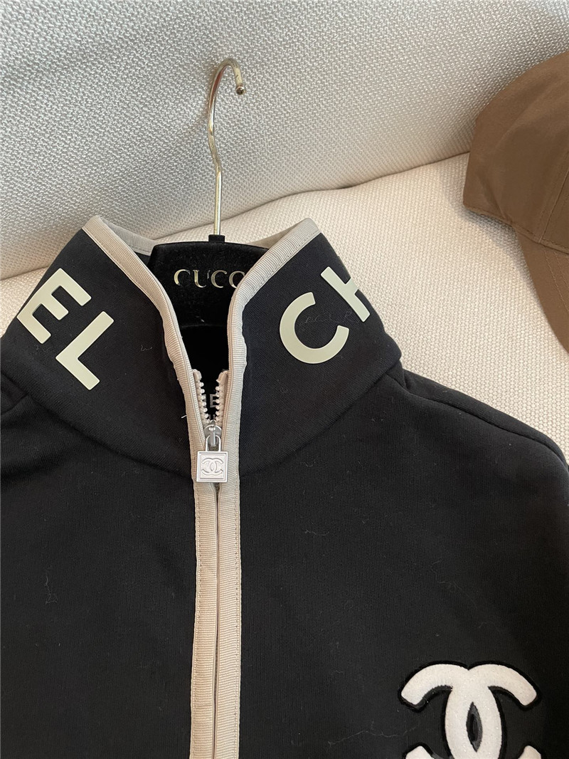 Ch**el black zip-up raglan sweatshirt