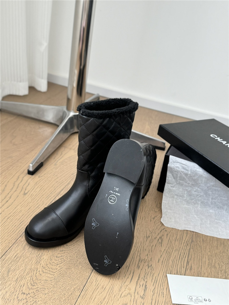 Ch**el black suede calfskin wool boots