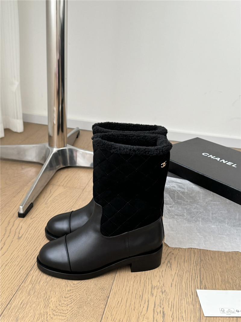 Ch**el suede calfskin wool boots