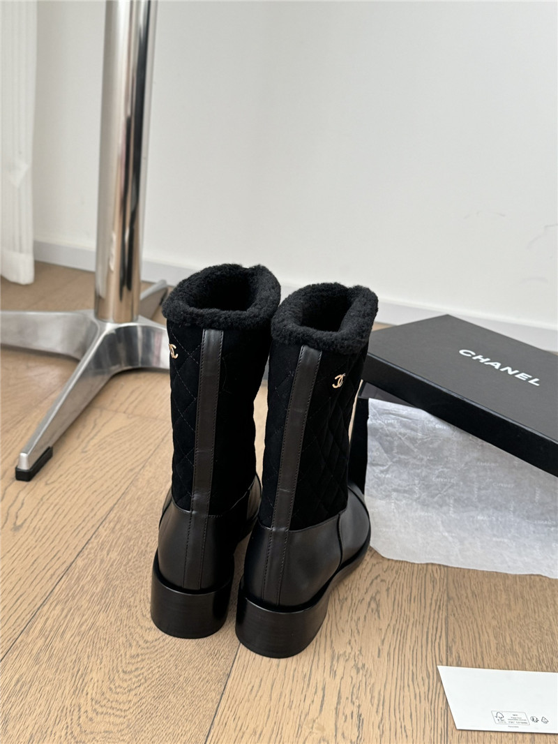 Ch**el suede calfskin wool boots