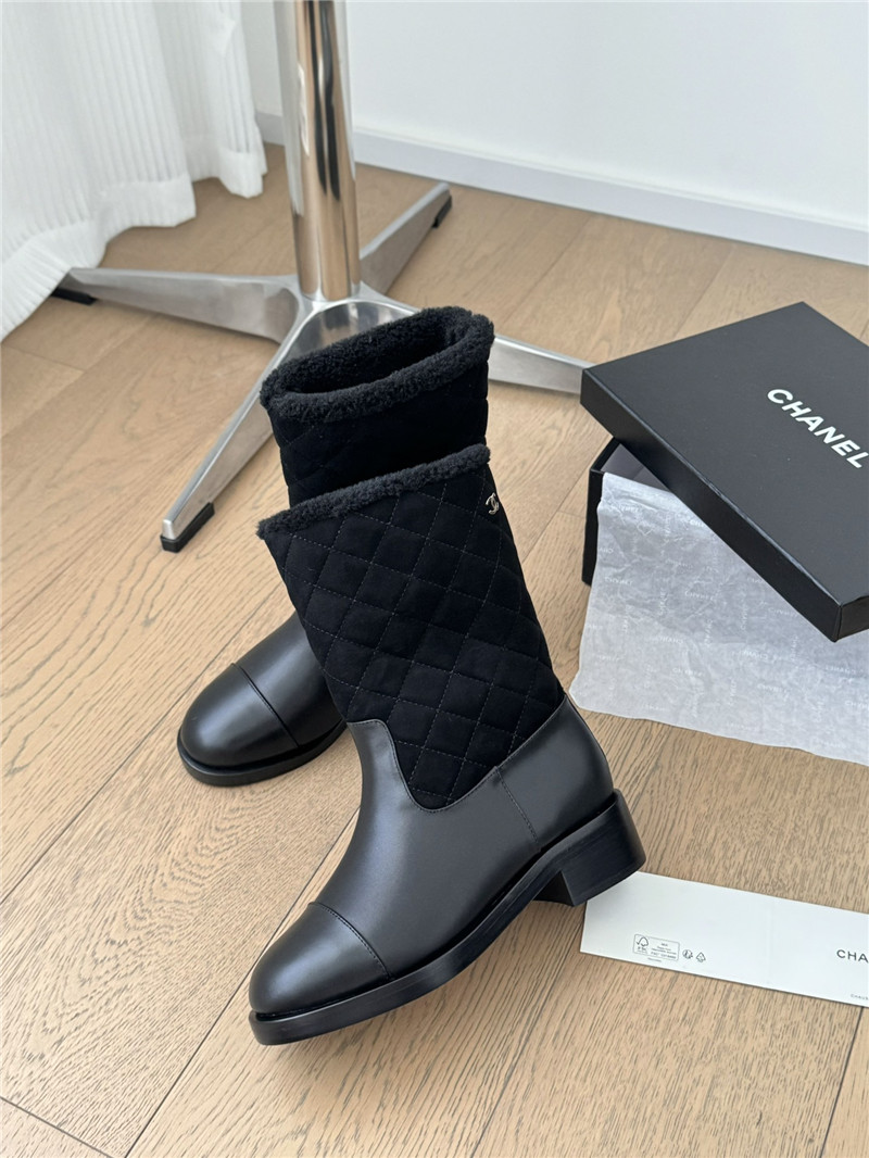 Ch**el suede calfskin wool boots
