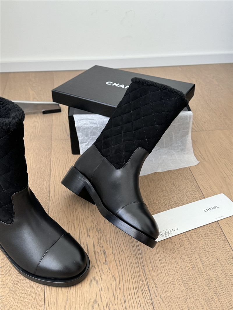 Ch**el suede calfskin wool boots