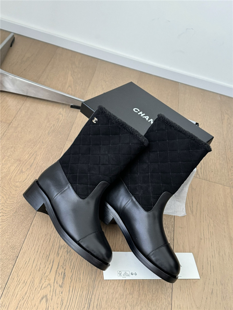 Ch**el suede calfskin wool boots