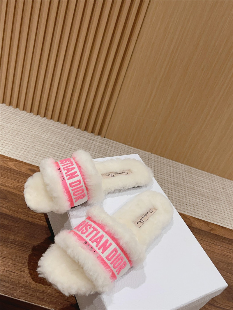 D10r shearling canvas dway slides white/pink