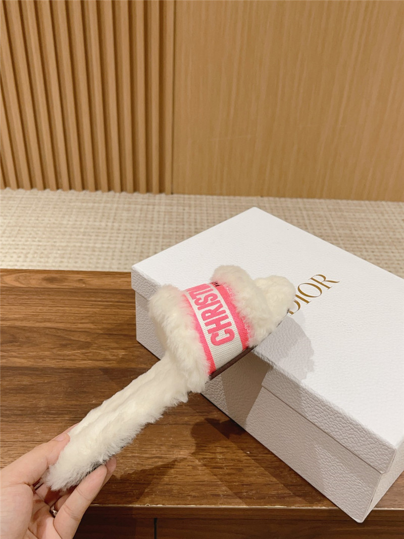 D10r shearling canvas dway slides white/pink