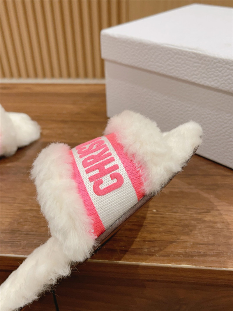 D10r shearling canvas dway slides white/pink