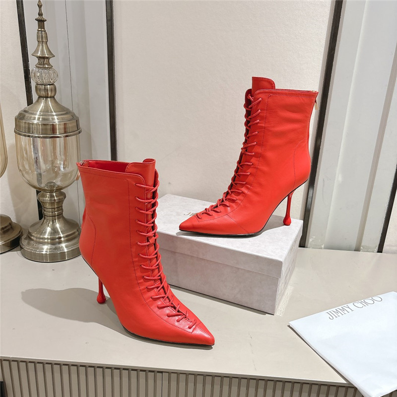 J1m*y Ch00 scarlett 95 red leather boots