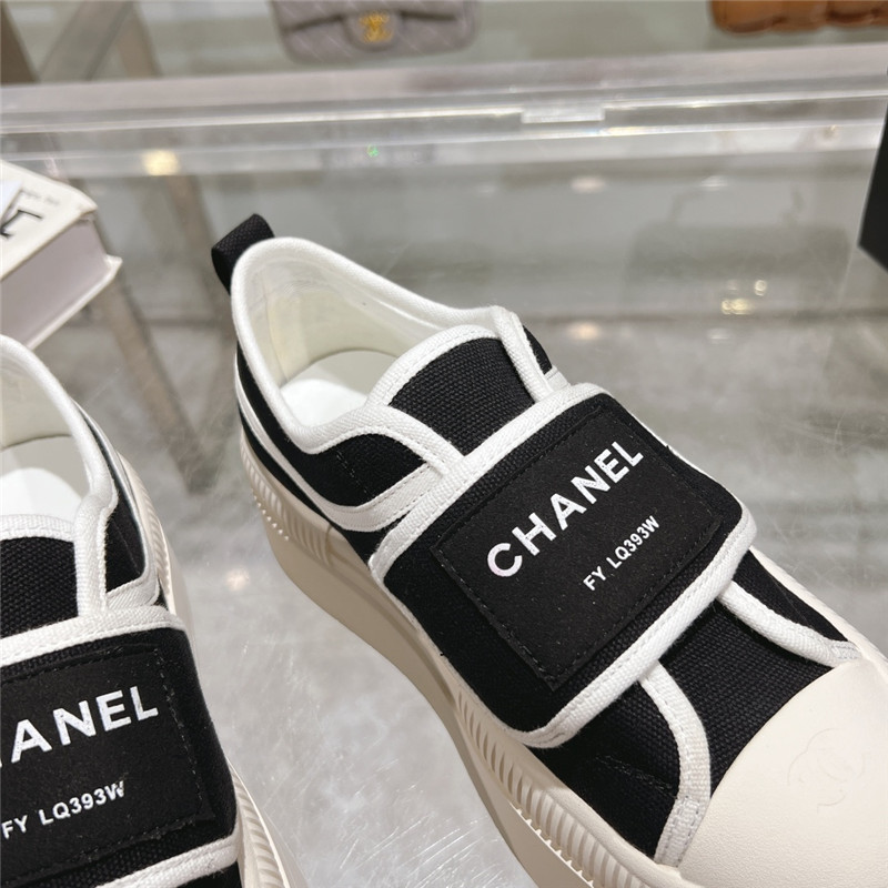Ch**el black and white canvas velcro sneakers