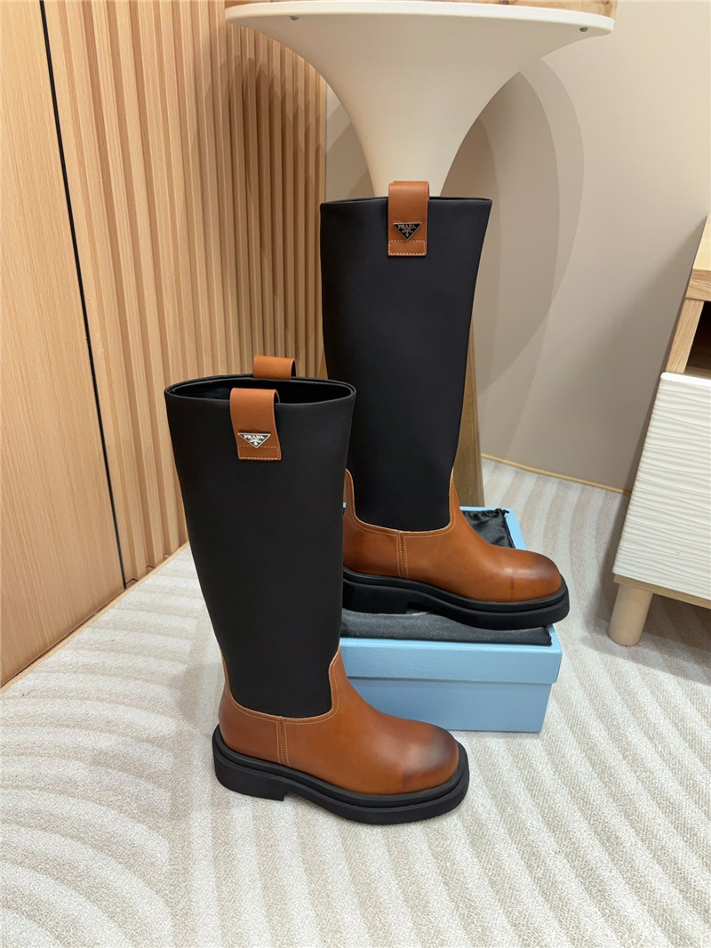 Pra*a re-nylon logo knee-high boots