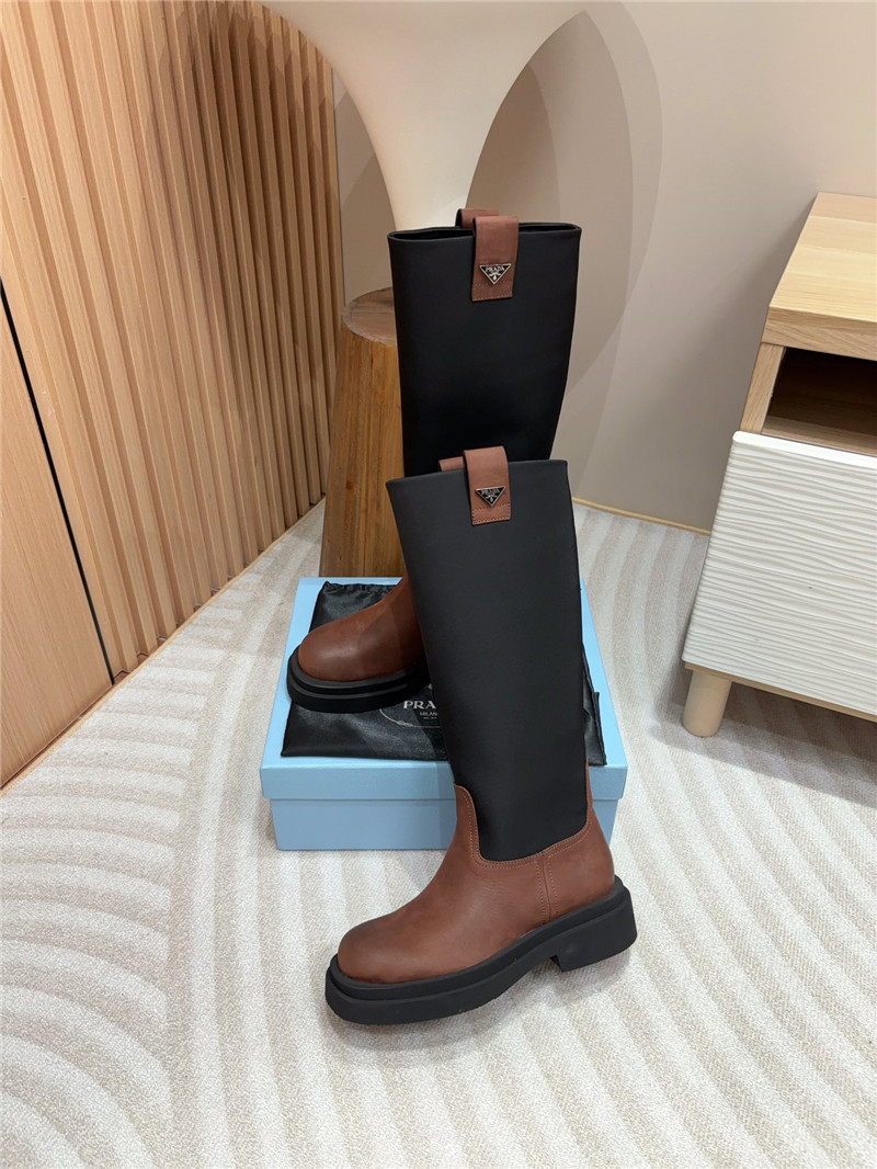 Pra*a re-nylon brown knee-high boots
