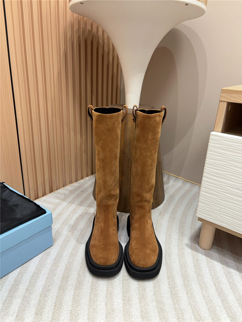 Pra*a brown suede high slip-on boots