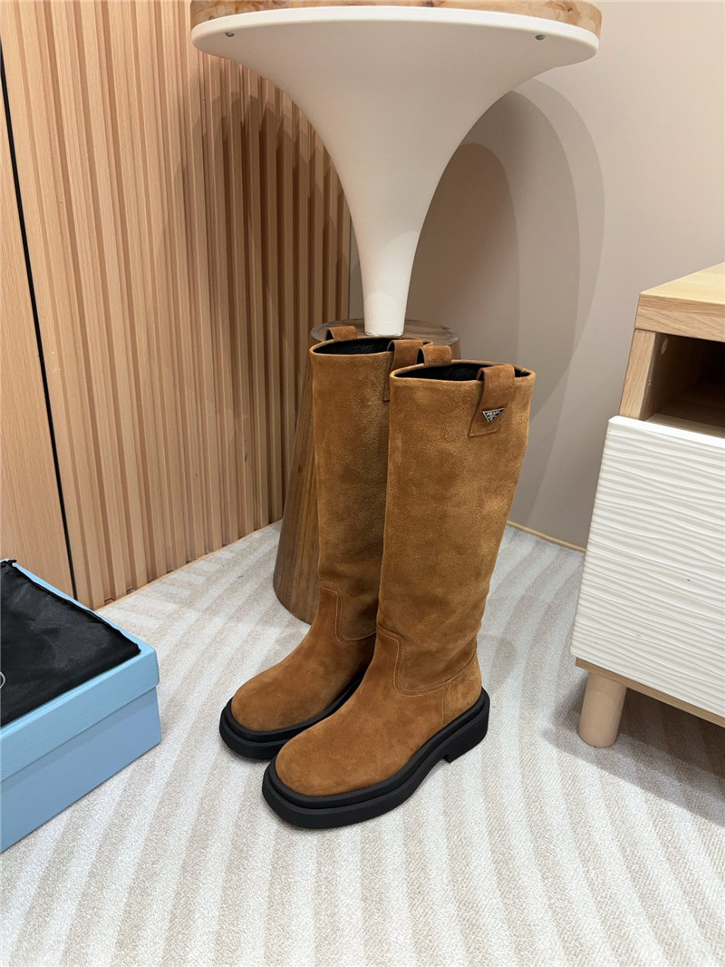 Pra*a brown suede high slip-on boots