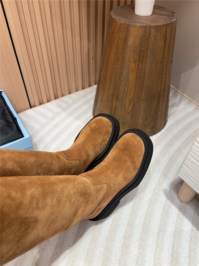 Pra*a brown suede high slip-on boots