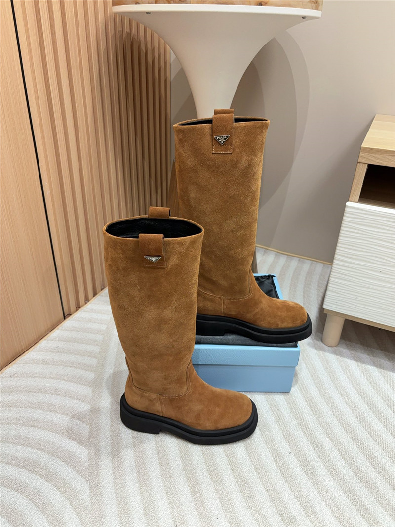 Pra*a brown suede high slip-on boots