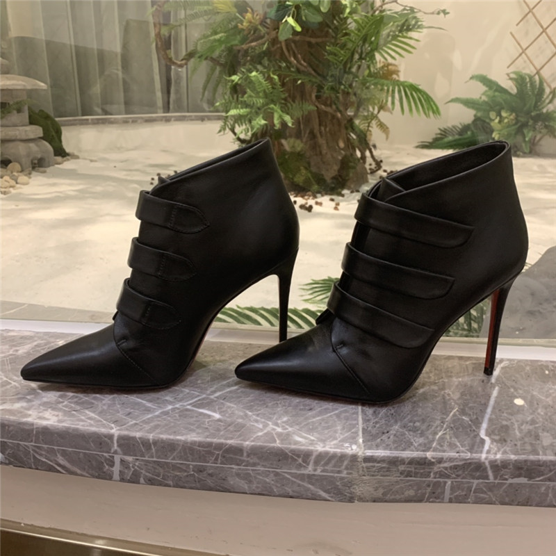 Chr1st1an louboutin black leather triniboot ankle boots