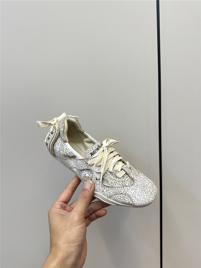 Acne Studios Lace-up Leather Sneakers in White