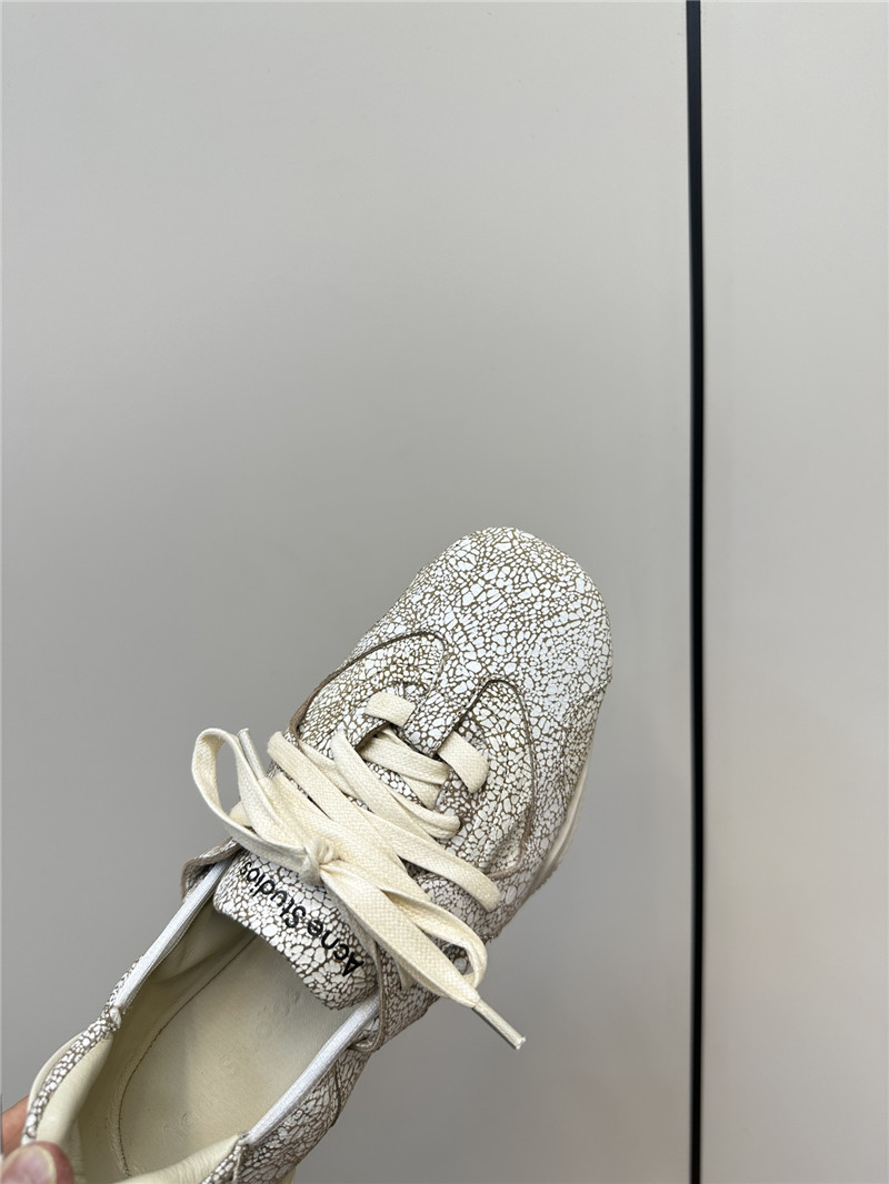 Acne Studios Lace-up Leather Sneakers in White