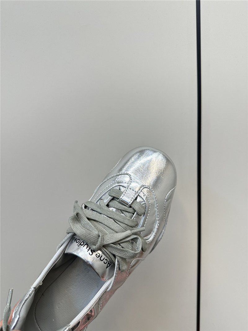 Acne Studios Silver Lace-up Leather Sneakers