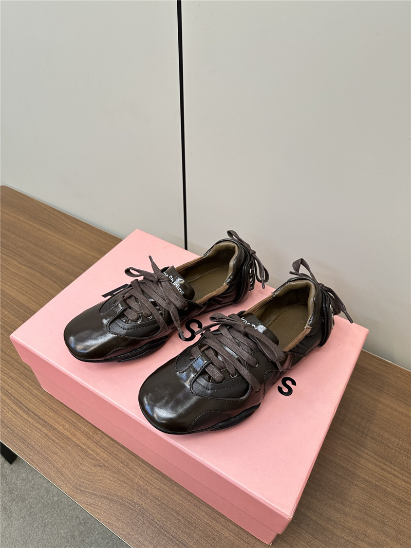 Acne Studios Brown Leather Lace-up Sneakers