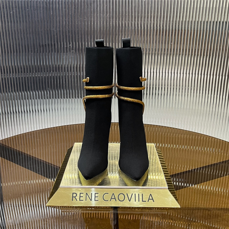 Rene Caovilla Black and Gold Margot Boots