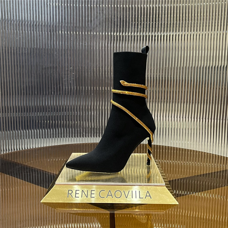 Rene Caovilla Black and Gold Margot Boots