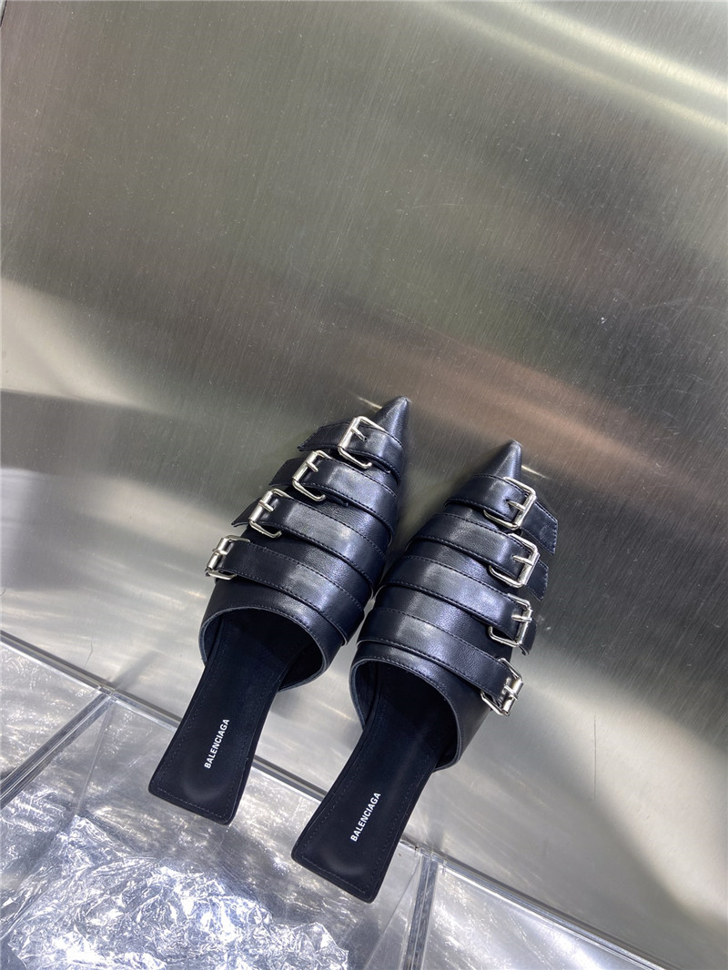 Ba1en*iaga black belt pointed toe mules