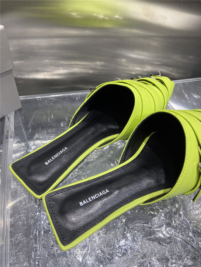 Ba1en*iaga green belt pointed toe mules