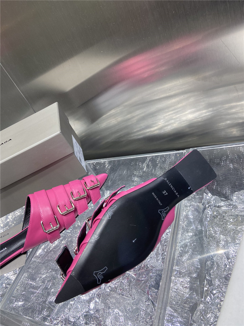 Ba1en*iaga fuchsia belt pointed toe mules