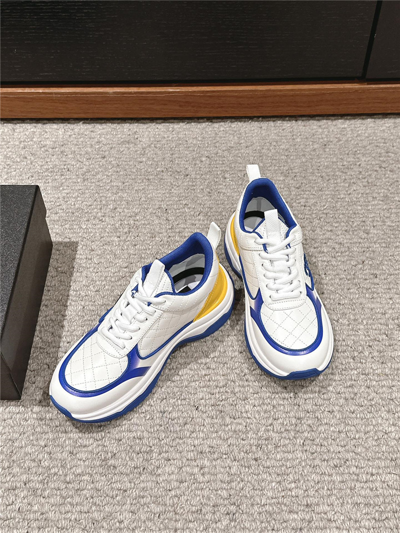 Ch**el logo blue white calfskin sneakers