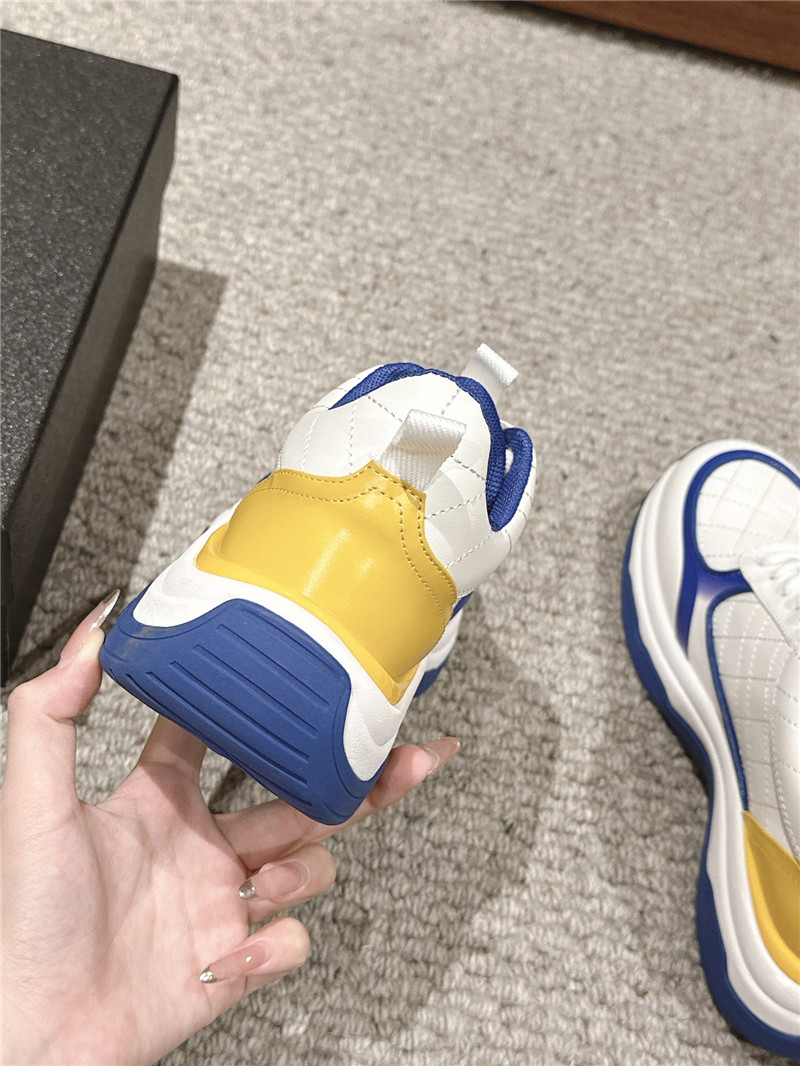 Ch**el logo blue white calfskin sneakers