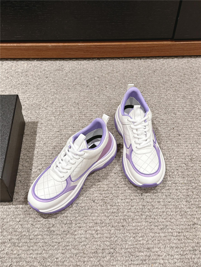Ch**el logo purple white calfskin sneakers