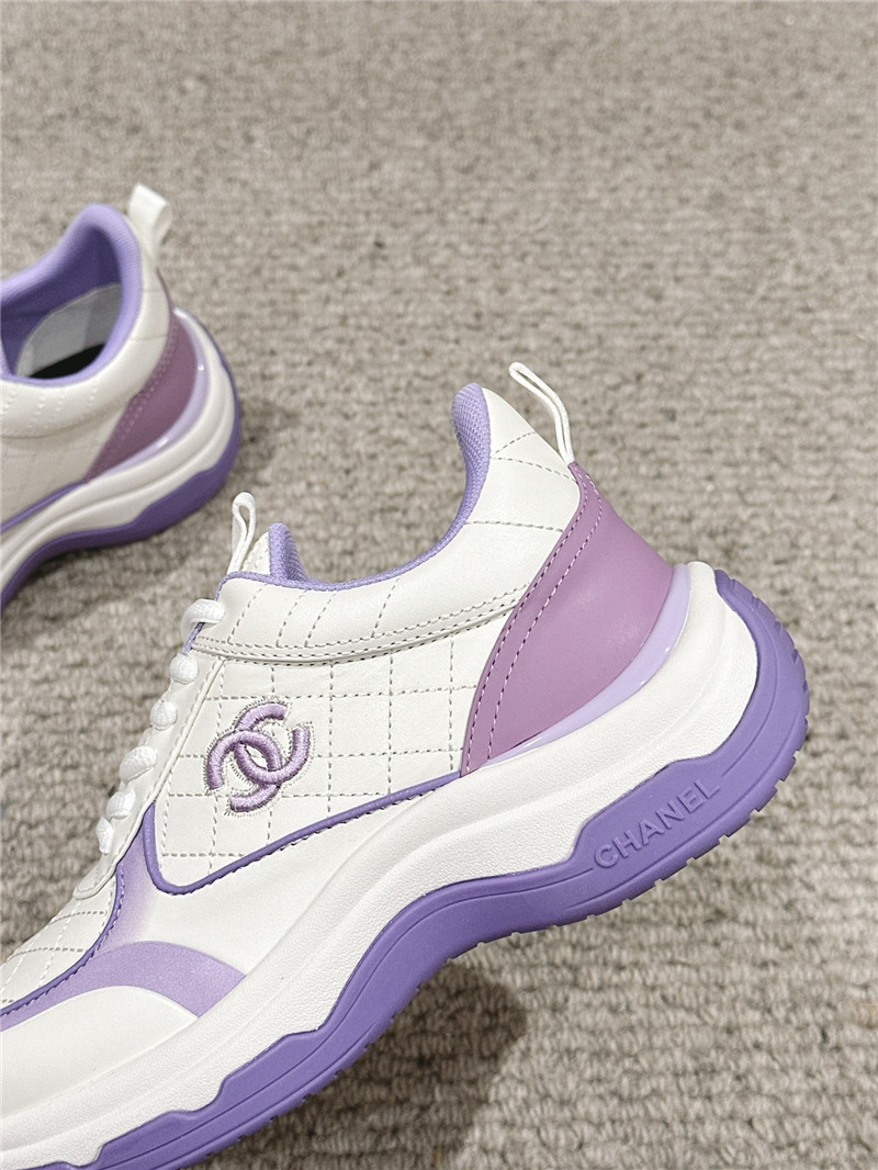 Ch**el logo purple white calfskin sneakers