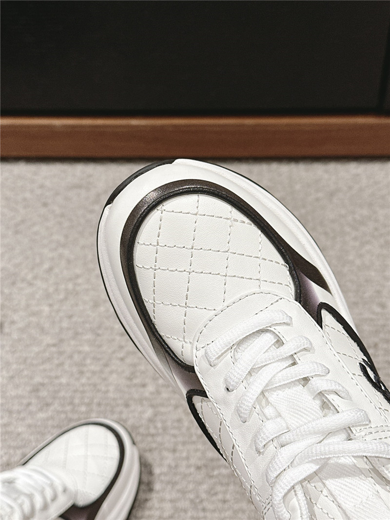 Ch**el logo white calfskin sneakers
