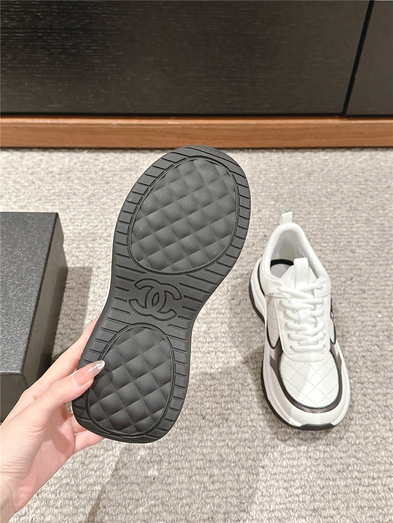 Ch**el logo white calfskin sneakers