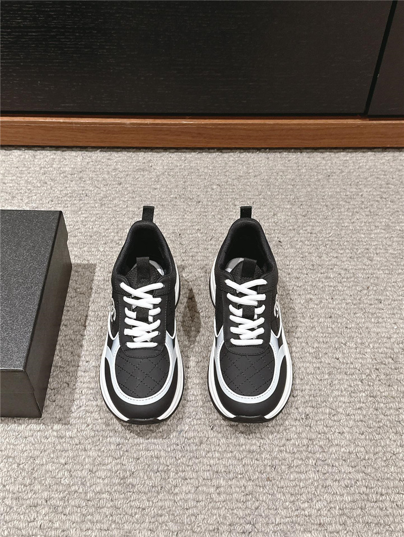 Ch**el logo black white calfskin sneakers