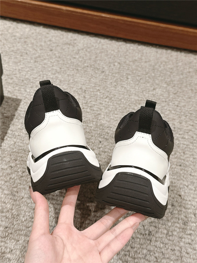 Ch**el logo black white calfskin sneakers