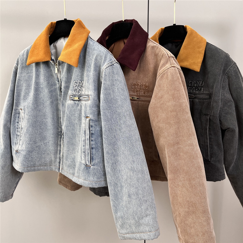 M1um1u denim short cotton jacket