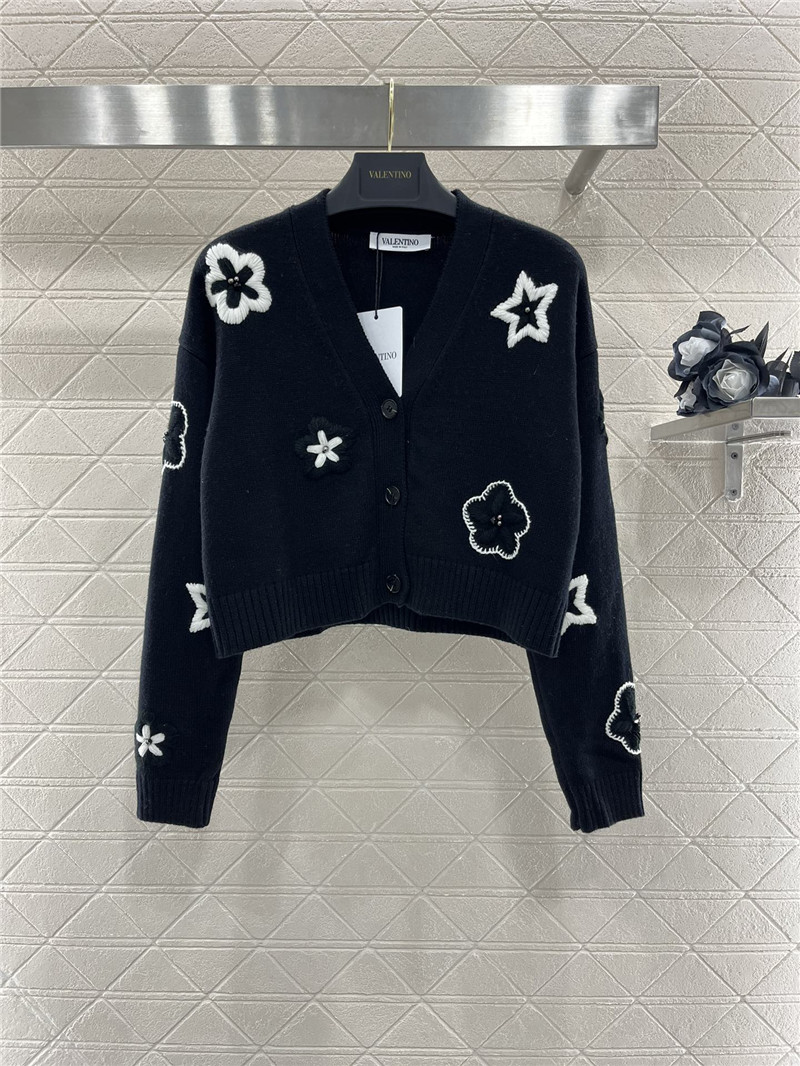 Va1e*ntin0 floral embellished crop cardigan in black